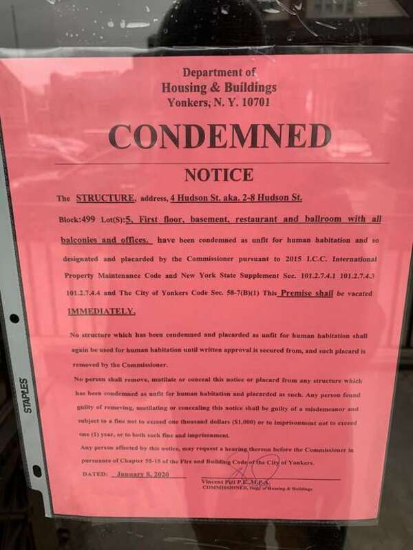 This notice was found on the Philipsburgh Building on Jan. 31, 2020, indicating that it had at least been partially condemned by the Yonkers Department of Housing and Buildings.