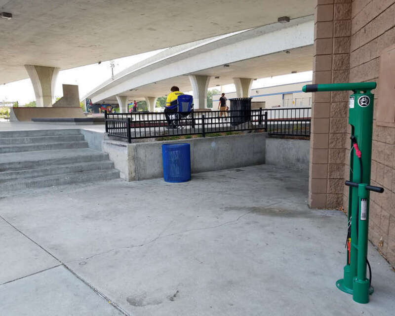 Rhodes Skate Park in Boise, Idaho, under Interstate 184.