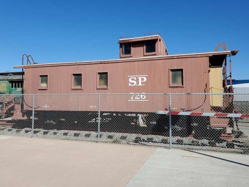Southern Pacific caboose #726, built in 1916, at the Monterey and Salinas Valley Railroad Museum in October 2021