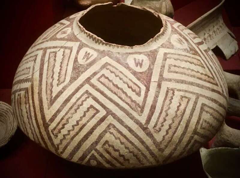 A classic &quot;Gila shoulder&quot; pot, a favorite of these folks, and of collectors ever since. This one seems to have been recovered intact from the PG ruins.
Pueblo Grande museum was established in  1929, with the hiring of Odd Halseth as Americas' first