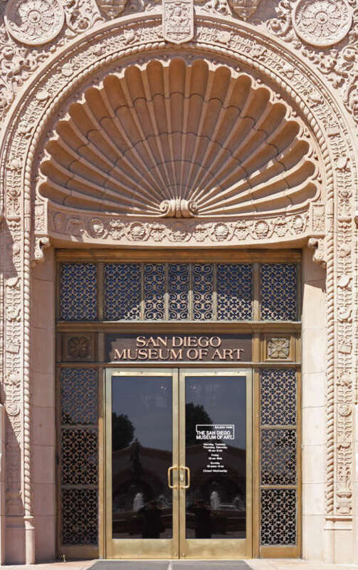 Main entrance of the San Diego Museum of Art in Balboa Park, San Diego, California