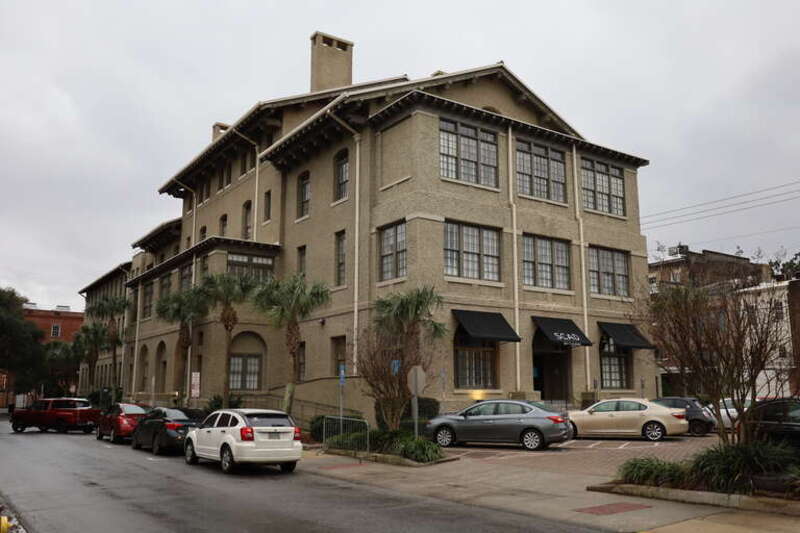 Former U.S. Marine Hospital in Savannah, Georgia in 2021.  It is currently Bradley Hall of Savannah College of Art and Design.