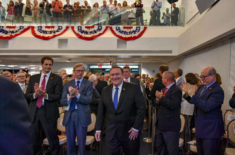 U.S. Secretary of State Michael R. Pompeo delivers remarks on &quot;Supporting Iranian Voices” at the Ronald Reagan Presidential Library and Center for Public Affairs in Simi Valley, California on July 22, 2018. [State Department photo/ Public Domain]