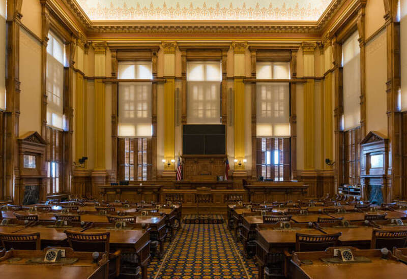 A view of the Senate Chamber in the Georgia State Capitol, Atlanta