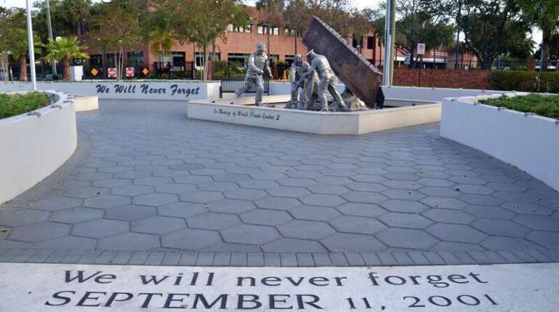The memorial is a permanent tribute to the victims and survivors of that tragic day. The memorial includes a large piece of steel from the World Trade Center and some awe-inspiring stainless steel statues, with the purposeful appearance of