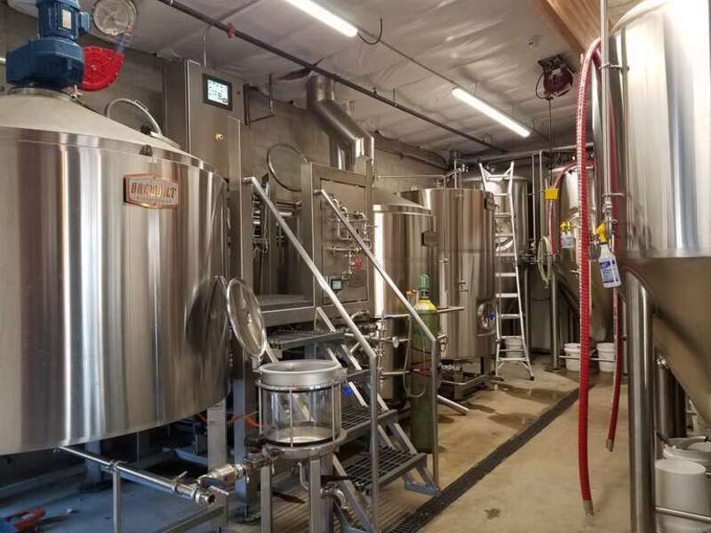 Brewhouse of Slice Brewing Company in Lincoln, California, as of February 2020.