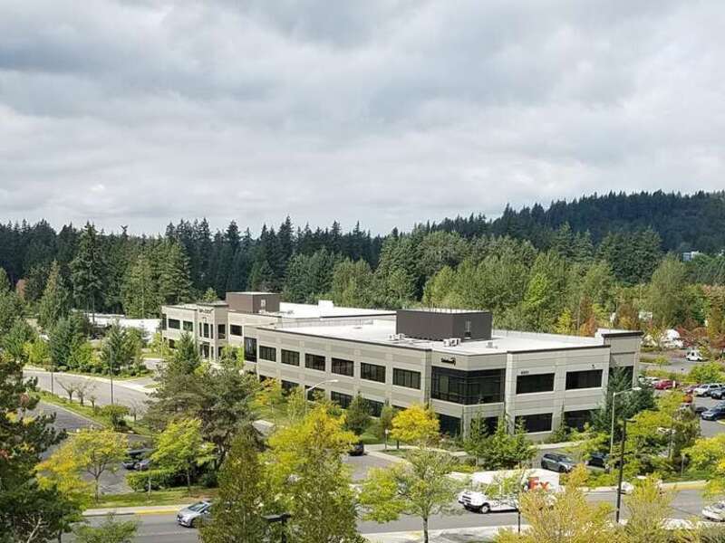This is a photograph of the SpaceX satellite development facility in Redmond, Washington, USA. August 2018.