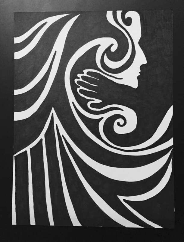 black ink, negative space