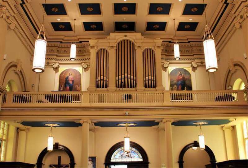 The gallery of St. John the Evangelist Catholic Church on W, Second Street in Frederick, Maryland.