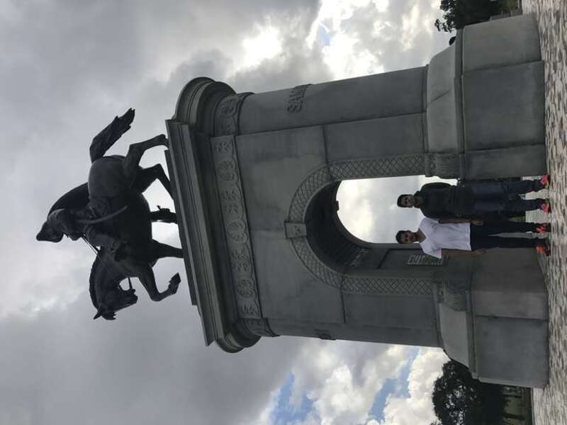 This is the statue of Sam Houston ( in Houston, texas) on top of his horse in a military attire during the mexican/texas war