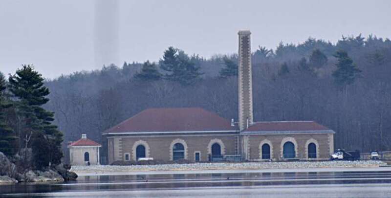 A photograph of the historic Metropolitan District Commission Pumping House in Stoneham, Massachusetts.