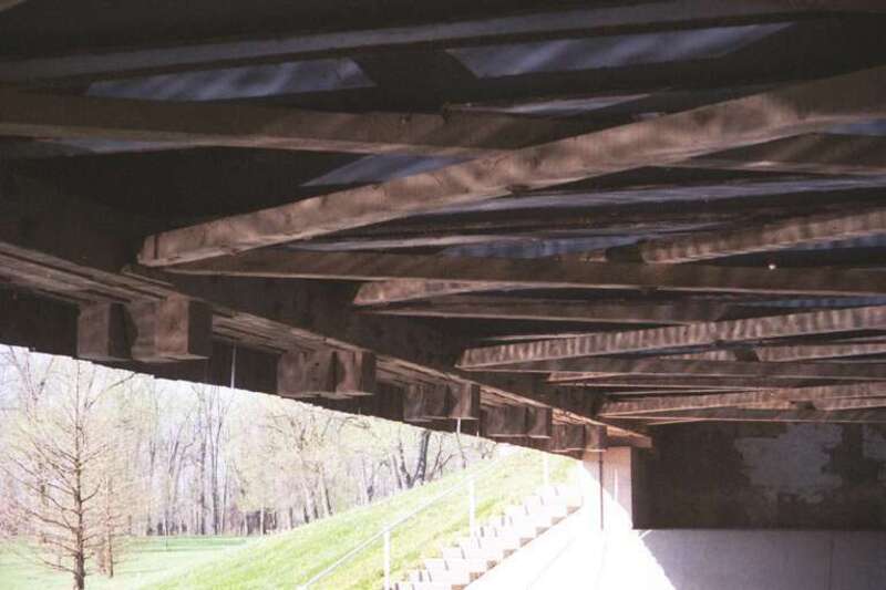 sub floor of the New Brownsville Covered Bridge, moved to Columbus, Indiana. Located in Mill Race Park on Carl Miske Drive.