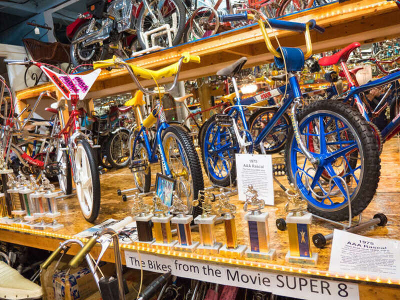 Bicycles use in the movie Super 8 on display at Bicycle Heaven.