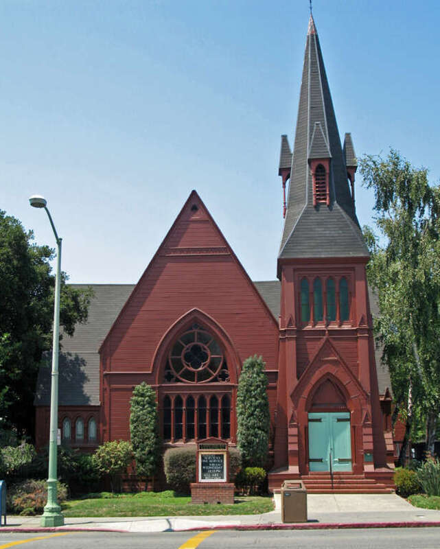Trinity Church (now known as St. Augustine's Episcopal Church), at 525 29th Street in Oakland, California. Photographed August 9, 2009 from the southeast corner of Telegraph Ave. and 29th Street. On the National Register of Historic Places in Alameda