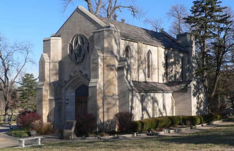 Rude Memorial Chapel, in southeastern portion of Wyuka Cemetery in Lincoln, Nebraska.