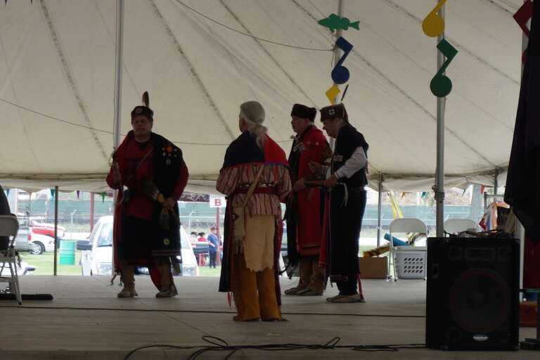 A gourd dance exhibition at the 2017 Santa Fe Days in the Park at Sandy Lake Amusement Park in Carrollton, Texas (United States).
