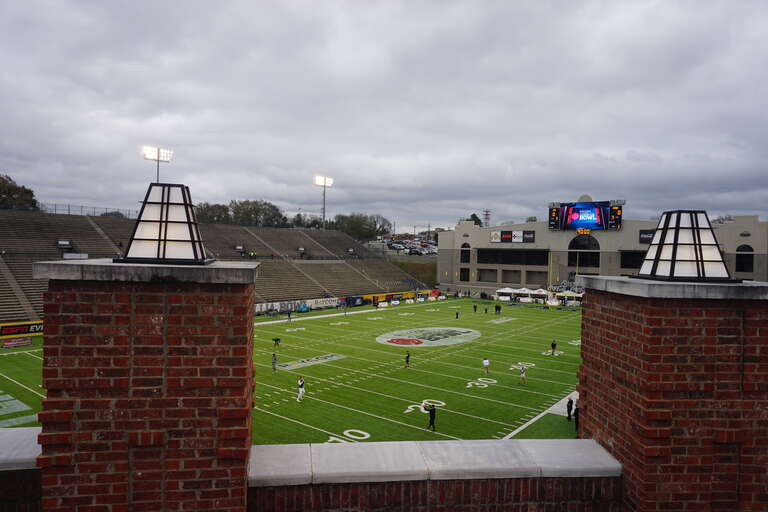 The stadium before the 2018 Camellia Bowl (Georgia Southern Eagles vs. Eastern Michigan Eagles) at the Cramton Bowl in Montgomery, Alabama (United States). Georgia Southern won 23–21.