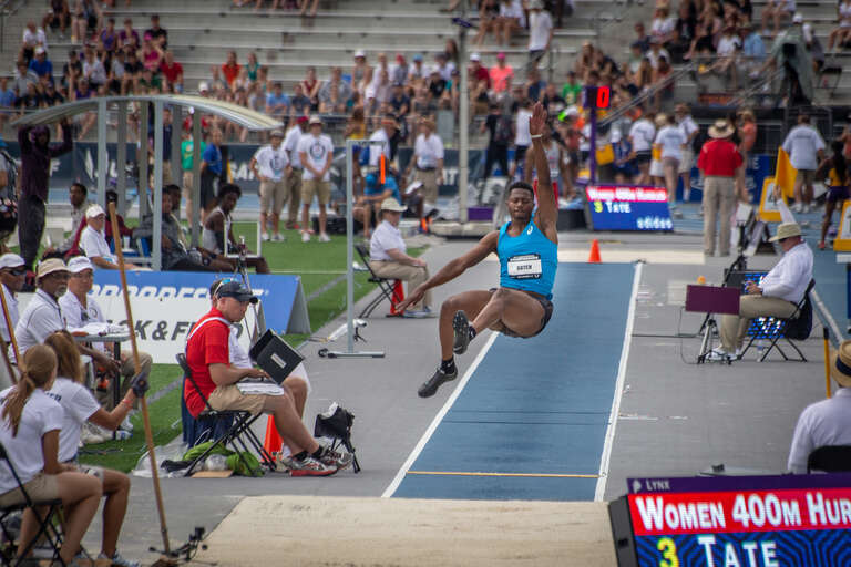 Photos from the 2018 national track and field championship, held at Drake Stadium in Des Moines, Iowa – long jump