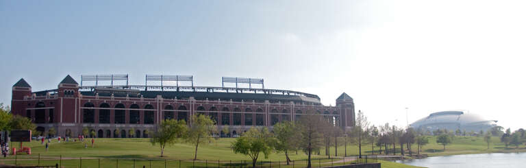 This is the Rangers former ballpark and the Cowboys Stadium.