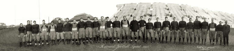 Photograph of the Harvard Football team in 1907.