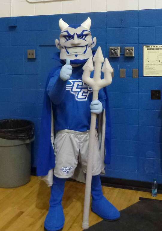 Mascot of the Central Connecticut State University athletic teams, taken at the CCSU versus St. Francis(New York) game in the William H. Detrick Gymnasium, 26 January 2013