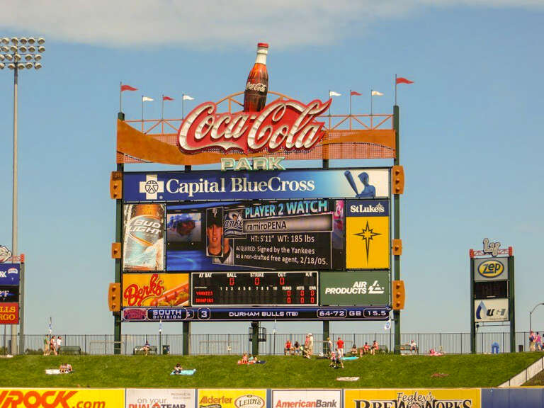 The scoreboard of the Coca Cola Park in Allentown, Pennsylvania.