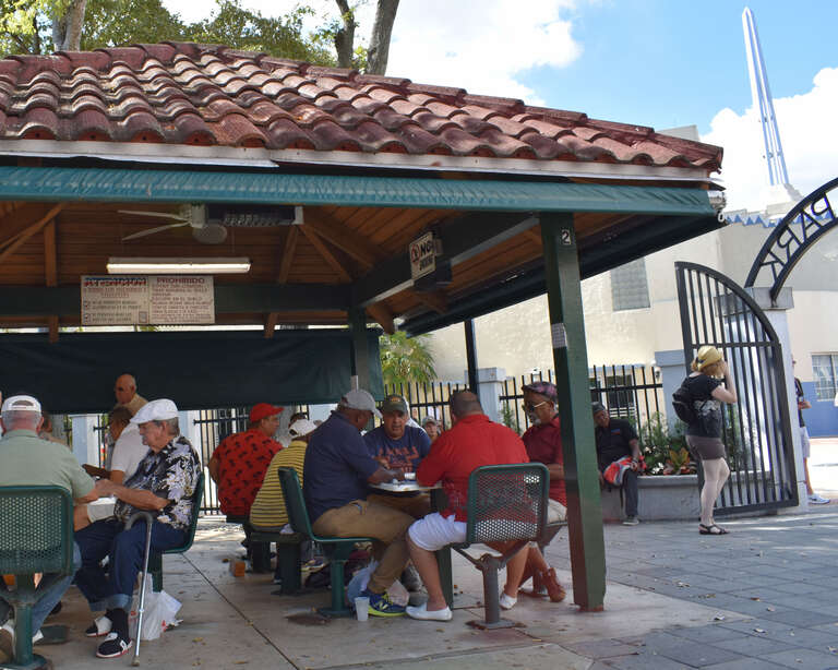 Domino Park, also known as Maximo Gomez Park, opened in 1976 in the Little Havana neighborhood of Miami, Florida.