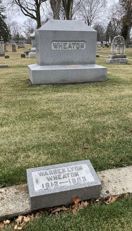 Grave of Warren Lyon Wheaton (1812–1903) at Wheaton Cemetery