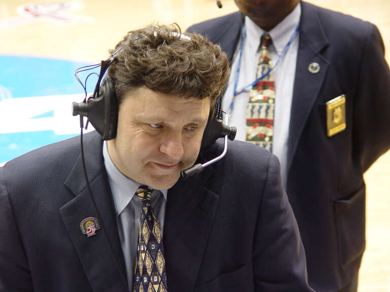 Oakland Coach Greg Kampe is interviewed following their win over Alabama A&amp;amp;M in the opening round of the 2005 NCAA Men's Basketball Tournament in Dayton, Ohio.