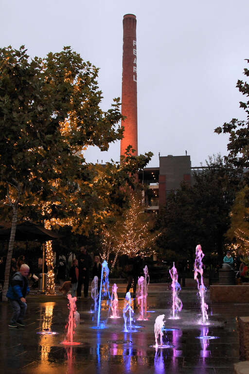 Gustav's Geysers splash pad at Pearl Brewery in San Antonio, Texas, United States.