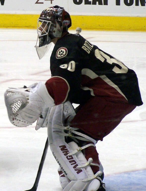 Phoenix Coyotes goaltender Ilya Bryzgalov in a game against the Vancouver Canucks in 2009.
