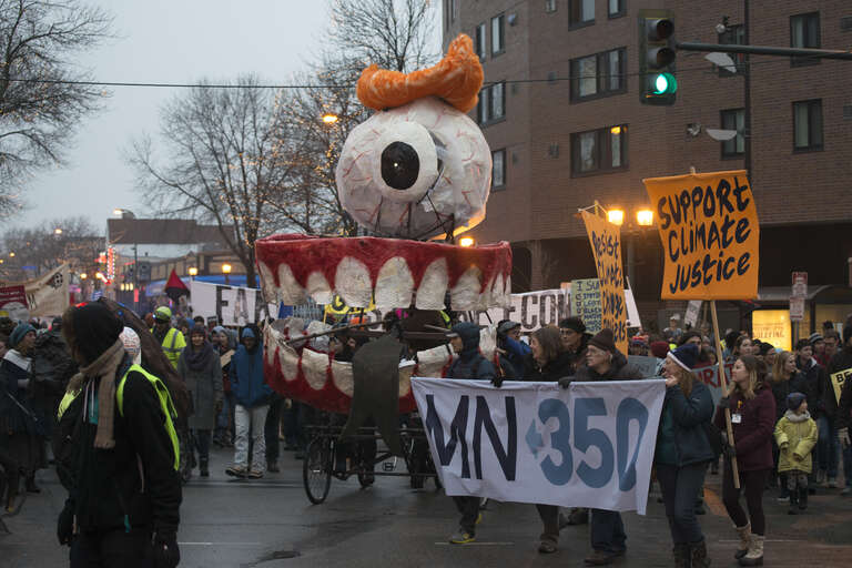 Minneapolis, Minnesota
January 20, 2017
About 3000 people marched through Minneapolis to protest the inauguration of Republican President Donald Trump. The people gathered in south Minneapolis and then marched downtown to City Hall. They criticized