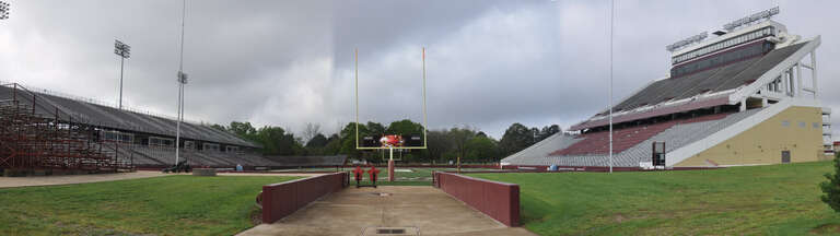 Panoramic view of Malone Stadium on the campus of the University of Louisiana at Monroe.