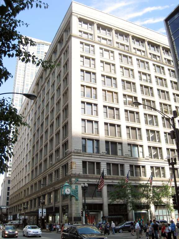 The Marshall Field Company Store in Chicago (1914). Potter Palmer founded the dry goods store later known as Marshall Field's in 1852. Palmer invited Marshall Field and Levi Leiter to join as partners in 1865 so that he could focus his interests