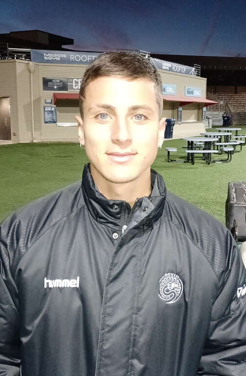 Picture of Brazilian footballer Matheus Cassini. This picture was taken at the Forward Madison FC player sendoff at Breese Stevens Field in Madison, Wisconsin, United States after the completion of the 2022 season.