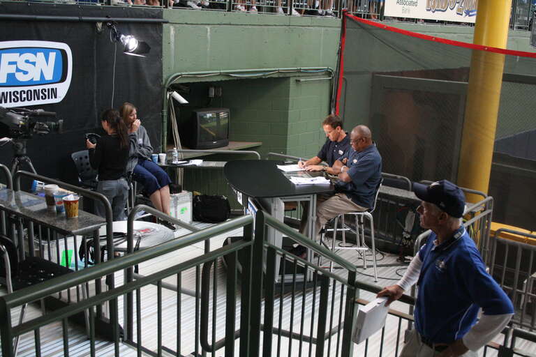 I think during a commercial break or something, but they were on the air immediately following the game.