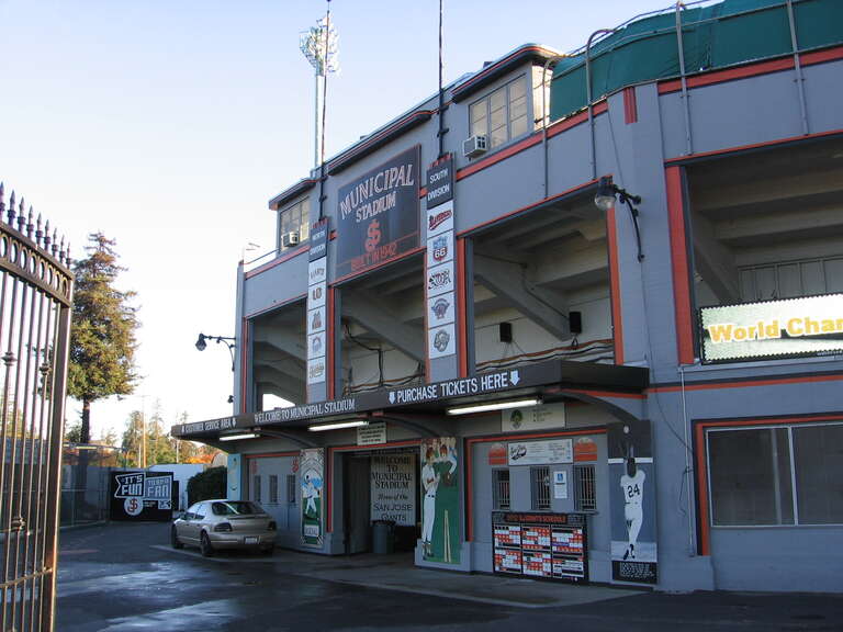 The San José Municipal Stadium at Senter Road and East Alma Avenue in San José, California, USA.