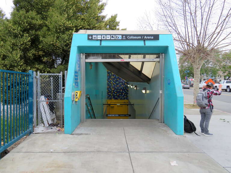 Snell Street entrance to the pedestrian tunnel at Coliseum station in March 2018
