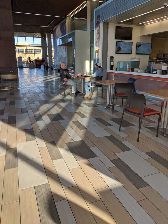 This is where students can grab a bite to eat in the library on the second floor.