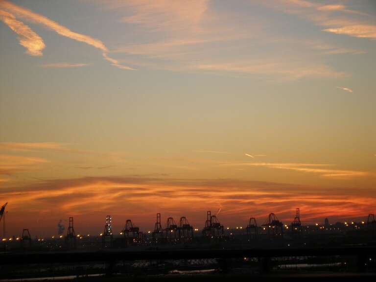 The Port of Bayonne, New Jersey. View looking east from the New Jersey Turnpike.  November 30, 2007