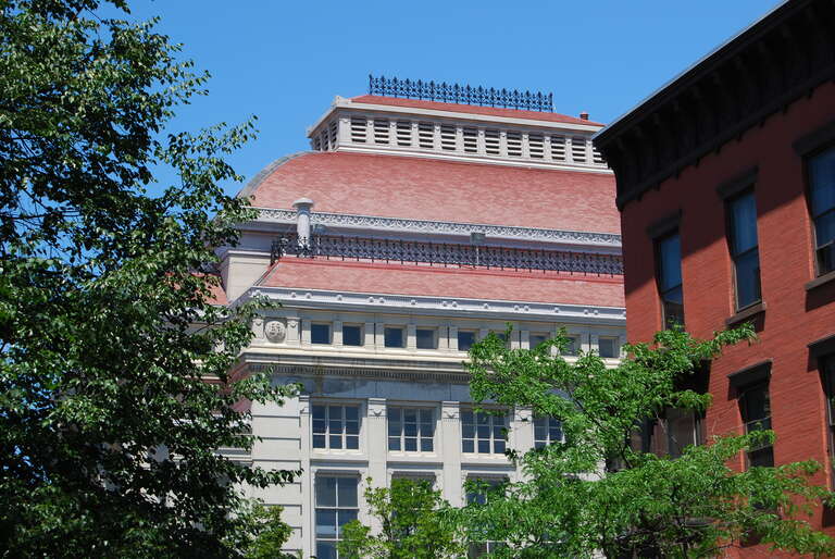 Iconic roof of the Troy Savings Bank Music Hall in Troy, New York, United States