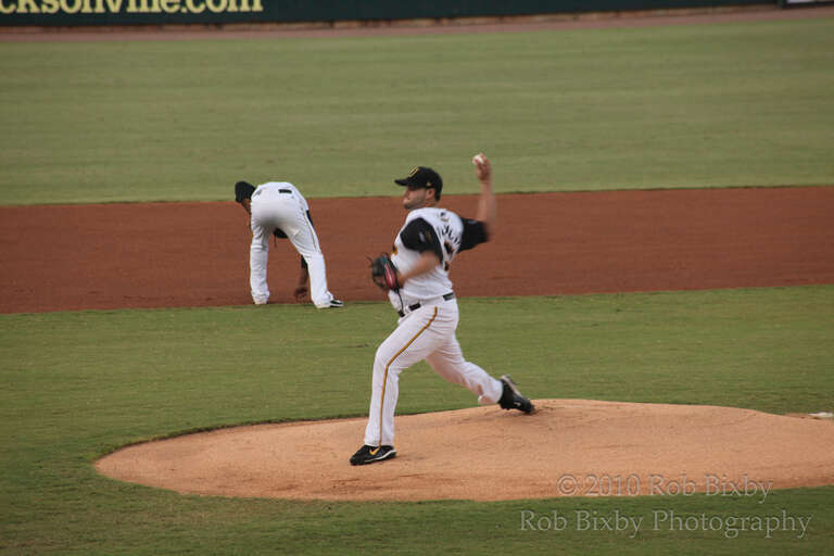 Elih Villanueva delivers a pitch for the Jacksonville Suns during a 2010 game.