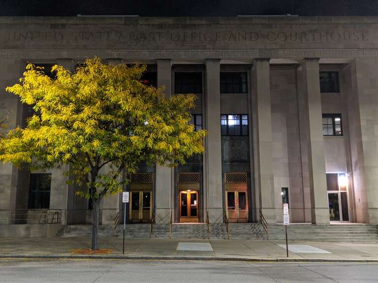 Former U.S. Post Office and Courthouse at 15 Henry Street, Binghamton, New York as it appeared in 2021