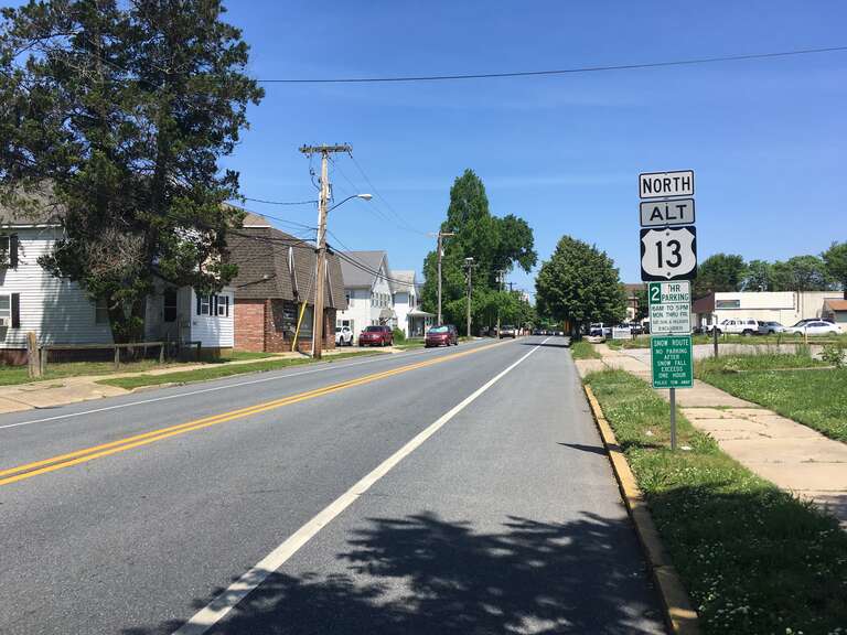 Northbound U.S. Route 13 Alternate (South Governors Avenue) past the intersection with Water Street in Dover, Delaware