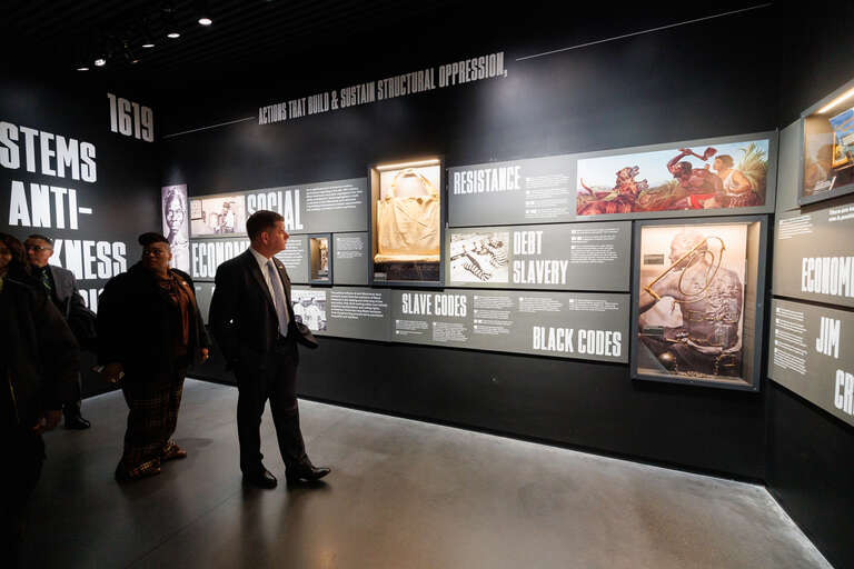 09 February  2023  - Tulsa, OK - U.S. Secretary of Labor Marty J. Walsh tours of Greenwood Rising Black Wall Street History Center in Tulsa Oklahoma..
Official Department of Labor Photograph***Photographs taken by the federal government are generally