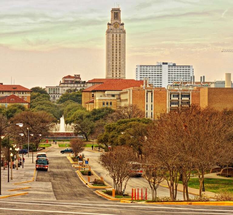 I took this photo from Robert Dedman Drive, facing the East Mall.
The reason I like this photo is that the tones reflect the colors of UT, and show the quiet and serene nature of the campus that is not far from the active and vibrant downtown