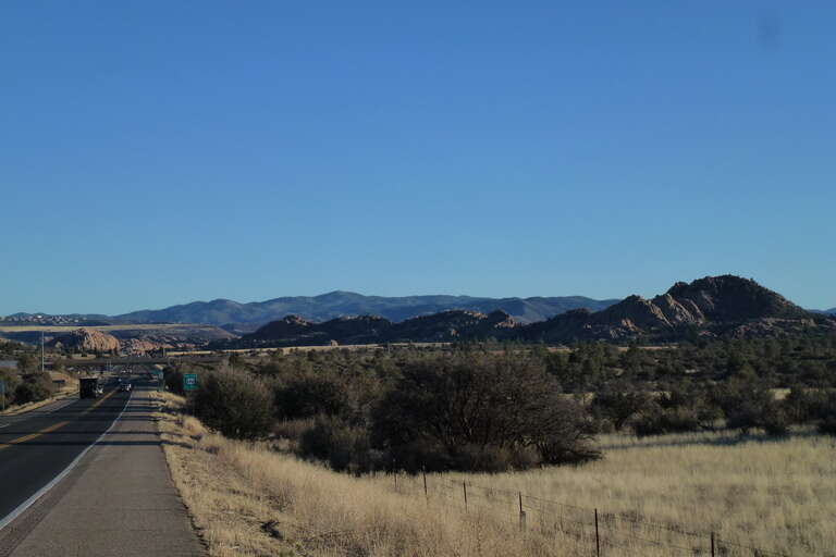 View South, Prescott's Granite Dells from Willow Creek Road and US 89 Junction, 2013