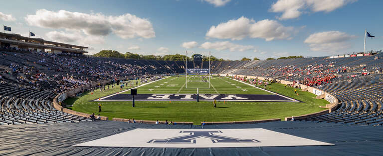 Yale Bowl viewed from south end. Yale/Cornell football game, September 28, 2019.