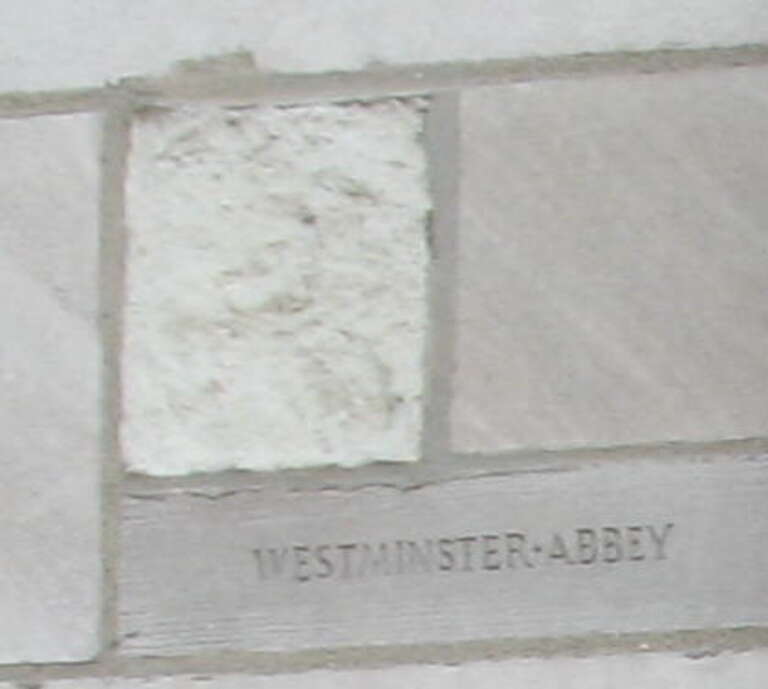 Tribune Tower fragments from Westminster Abbey.