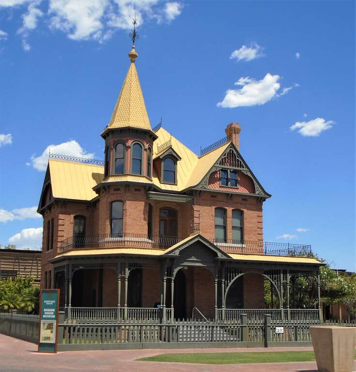 Rosson House, at 113 North 6th Street at the corner of Monroe Street in Downtown Phoenix, Arizona, is a historic house museum in Heritage Square. It was built between 1894 and 1895 in the Stick-Eastlake Queen Anne Style of Victorian architecture and